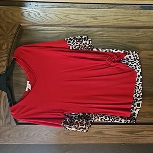 Blue brand Shirt Red/Leopard